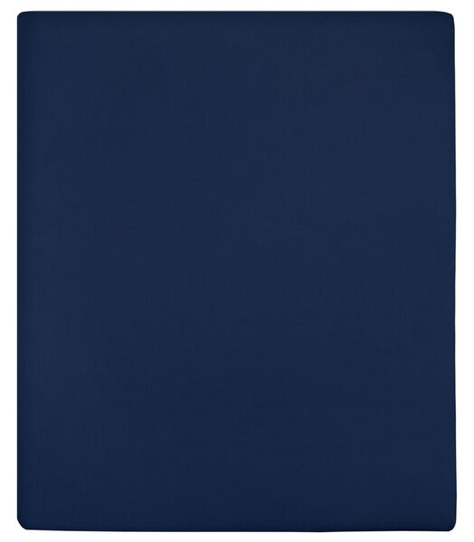 Cearșaf de pat cu elastic, bleumarin, 140x200 cm, bumbac