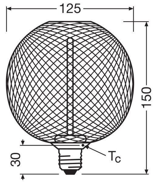 Bec LED dimabil Osram DECOR FILAMENT G125 E27/3,5W/230V 1800K negru