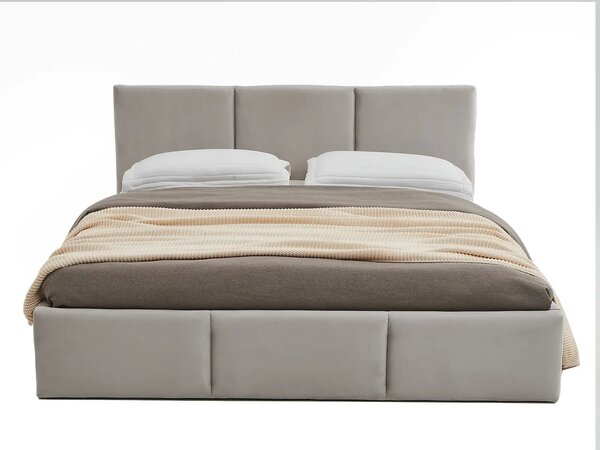 Pat Tapitat cu spatiu de depozitare 140x200 TOP Line 7 Gri Velvet