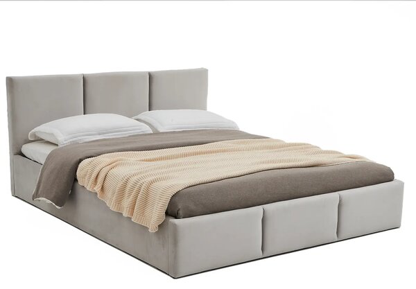 Pat Tapitat cu spatiu de depozitare 140x200 TOP Line 7 Gri Velvet