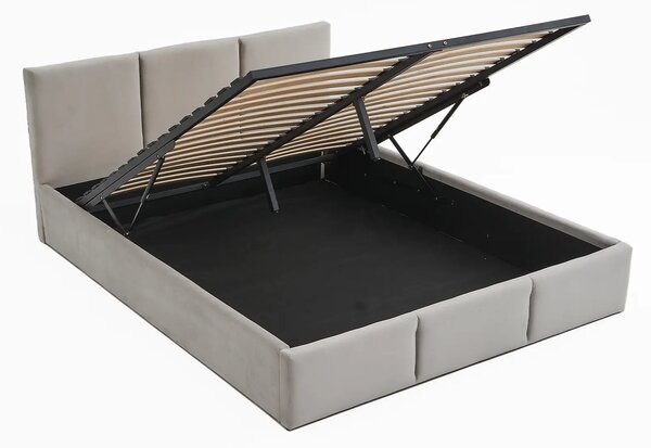 Pat Tapitat cu spatiu de depozitare 140x200 TOP Line 7 Gri Velvet