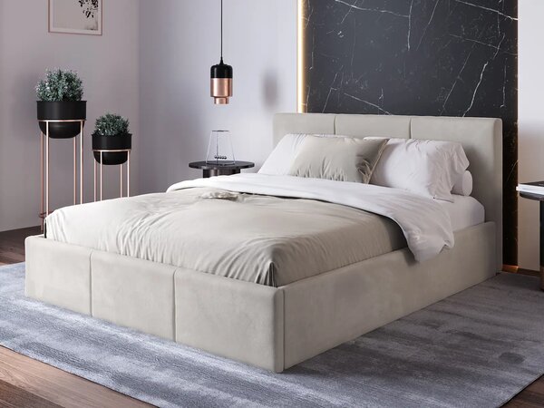 Pat Tapitat cu spatiu de depozitare 140x200 TOP Line 7 Gri Velvet