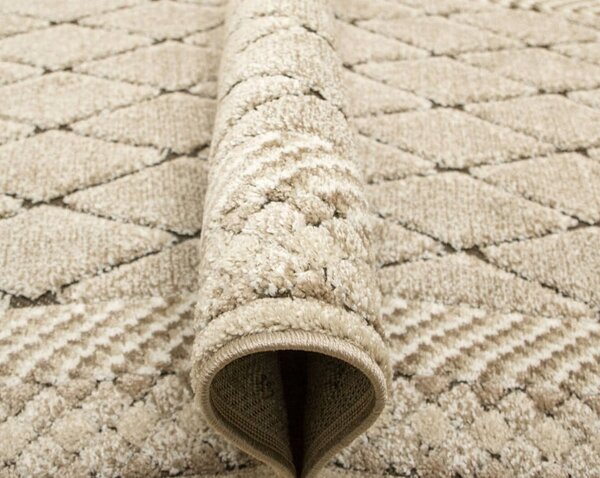 Traversa Fashion 32009-120, Inaltime Fir 12 mm, Latime 1m, Marime 100 x 1100 cm, Crem, Maro, Festonata / Surfilata / Tivita, Antialergica