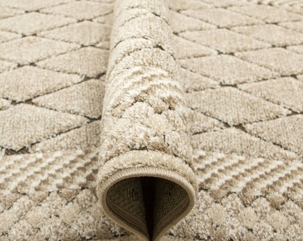 Traversa Fashion 32009-120, Inaltime Fir 12 mm, Latime 0.6m, Marime 60 x 200 cm, Crem, Maro, Festonata Surfilata Tivita, Antialergica