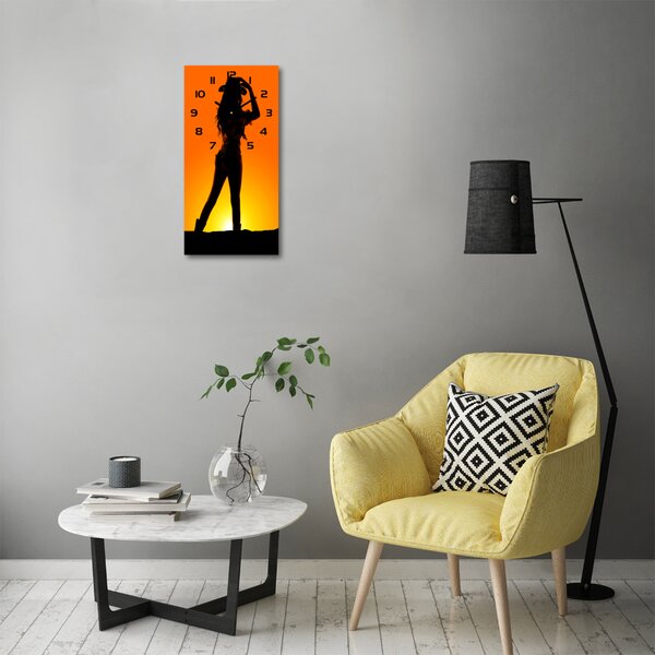 Ceas vertical de perete din sticlă Figura cowgirls