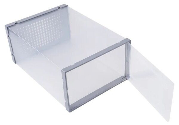 Cutie depozitare incaltaminte, inchidere cu capac, transparenta, 33.5 x 23 x 14 cm, material plastic