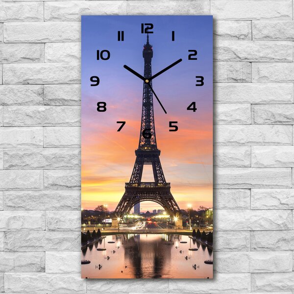 Ceas vertical de perete din sticlă Turnul Eiffel din Paris