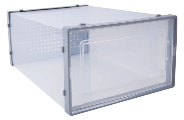 Cutie depozitare incaltaminte, inchidere cu capac, transparenta, 33.5 x 23 x 14 cm, material plastic