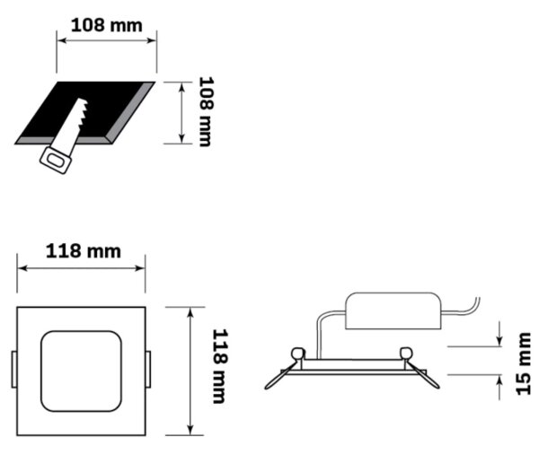 Corp de iluminat LED încastrat RIGEL LED/4,8W/230V 4000K 11,8x11,8 cm negru