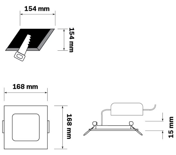 Corp de iluminat LED încastrat RIGEL LED/10W/230V 4000K 16,8x16,8 cm negru
