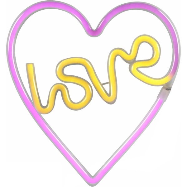 Decorațiune LED neon de perete LOVE LED/3W/3xAA roz