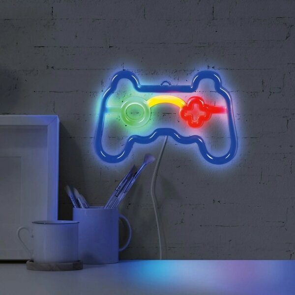 Decorațiune LED neon de perete GAME LED/3W/3xAA albastru