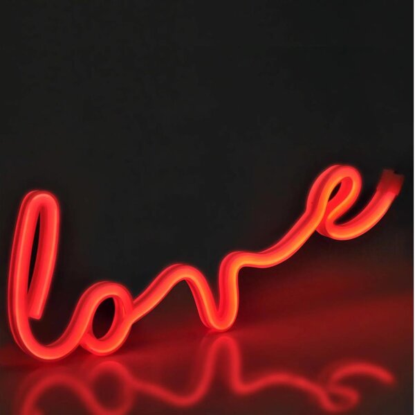 Decorațiune LED neon de perete LOVE LED/3W/3xAA roșu