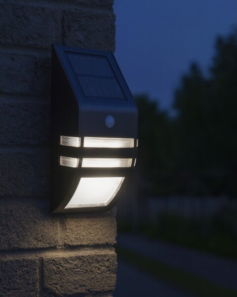 Aplică LED solară cu senzor LED/3,7V 500 mAh IP44 negru