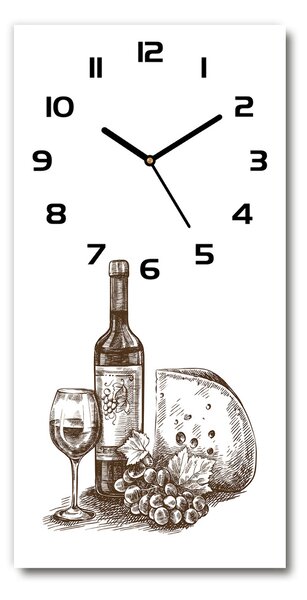 Ceas de sticlă pe perete vertical Vin și gustări