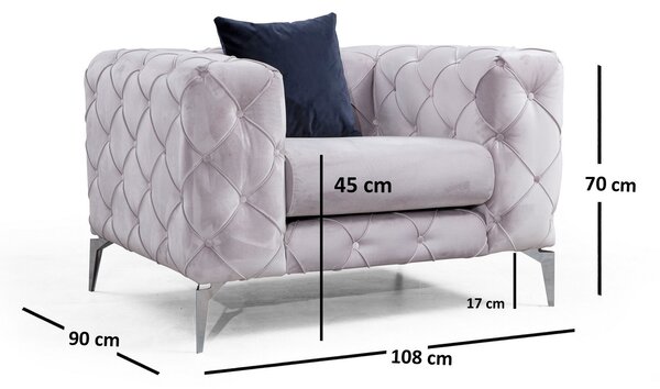 Atelier Del Sofa, Fotoliu Feray gri deschis 108/90/70 cm