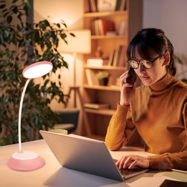 Lampă LED reîncărcabilă dimabilă de masă VISUA LED/5W/5V 3000-5000K roz
