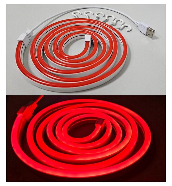 Bandă LED flexibilă NEON LED/5V 1,8 m roșu
