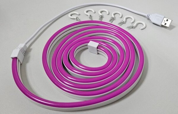 Bandă LED flexibilă NEON LED/5V 1,8 m mov