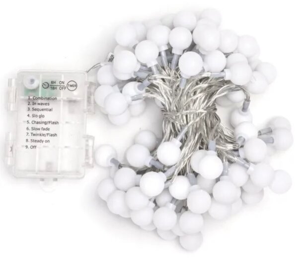 Aigostar - Ghirlandă LED de exterior, 100 LED, alimentare 3x AA, 8 funcții, 10,3 m, IP44, alb cald