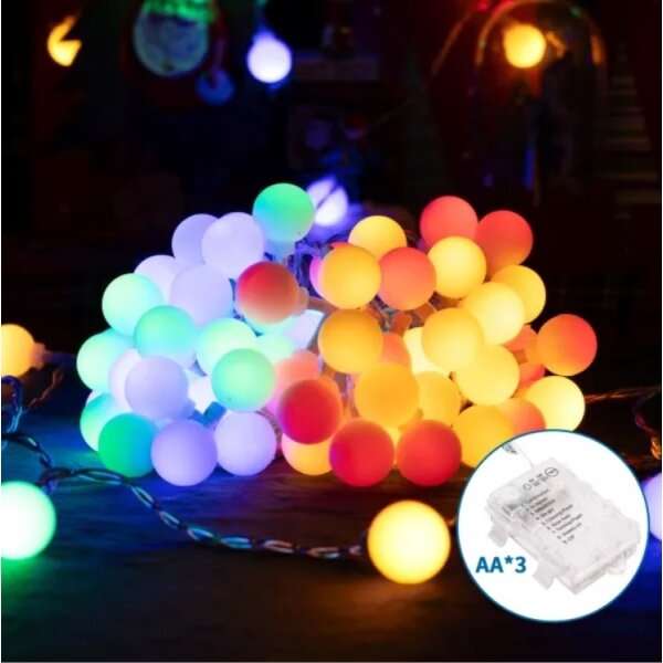 Aigostar - Ghirlandă LED pentru exterior, 25xLED/3xAA/8 funcții, 2,8 m, IP44, multicolor