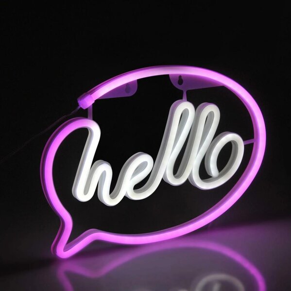 Decorațiune LED Neon perete HELLO 3W USB roz pr. 3xAA