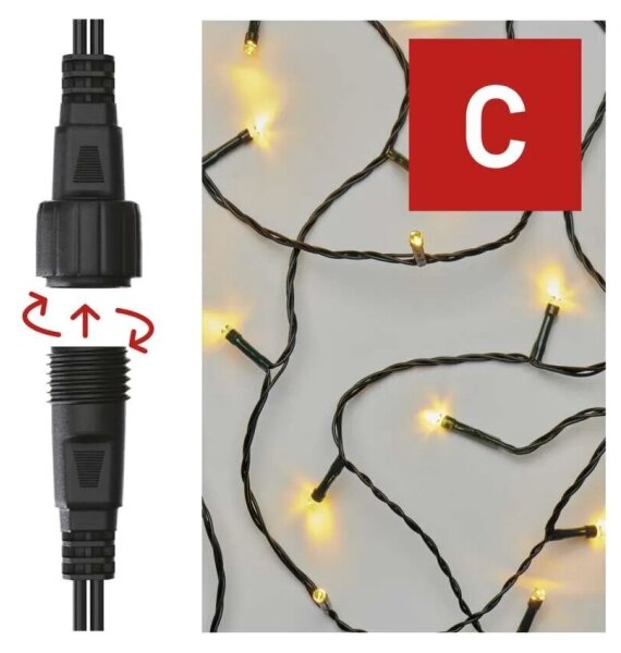 Ghirlandă luminoasă LED pentru exterior, 5 m, 50 LED, IP44, alb cald