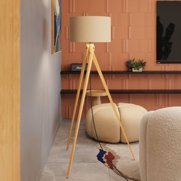 Sollux SL.1905 - Lampă de podea NATT 1xE27/15W/230V taupe