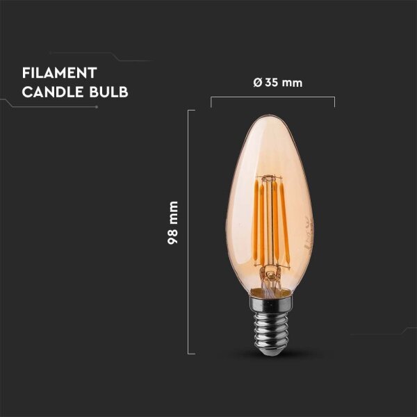 Bec LED FILAMENT AMBER E14/4W/230V 2200K