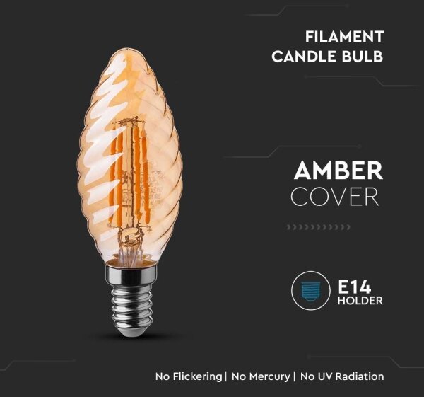 Bec LED FILAMENT AMBER E14/4W/230V 2200K