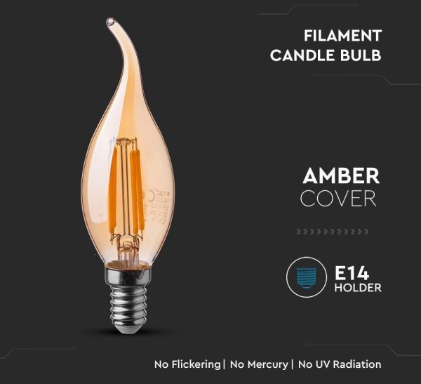 Bec LED FILAMENT AMBER E14/4W/230V 2200K