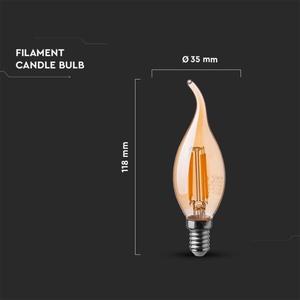 Bec LED FILAMENT AMBER E14/4W/230V 2200K