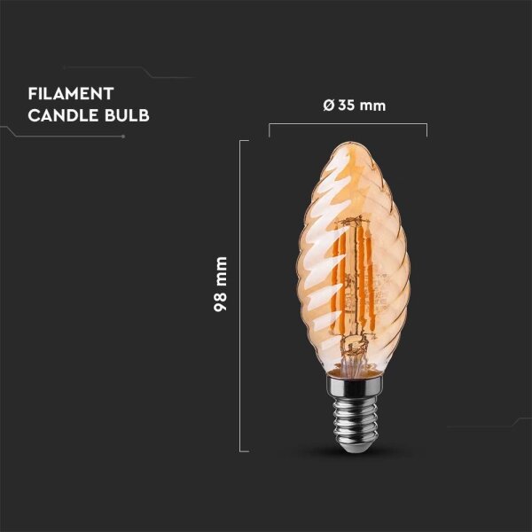 Bec LED FILAMENT AMBER E14/4W/230V 2200K