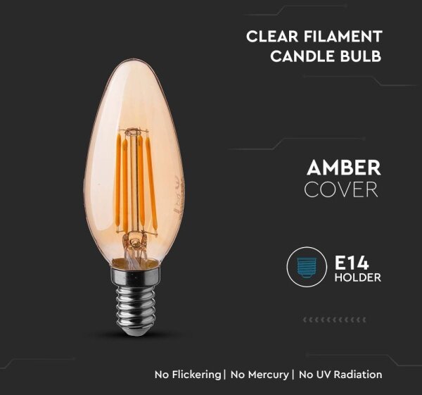 Bec LED FILAMENT AMBER E14/4W/230V 2200K