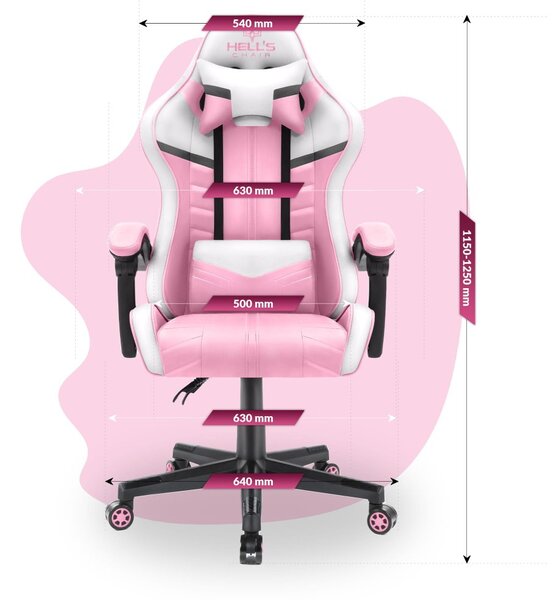 Scaun gaming pentru copii HC - 1004 alb și roz