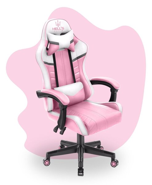 Scaun gaming pentru copii HC - 1004 alb și roz