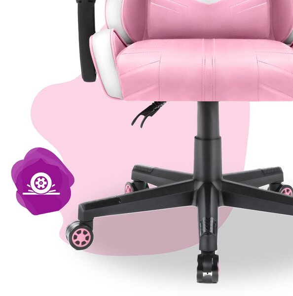 Scaun gaming pentru copii HC - 1004 alb și roz