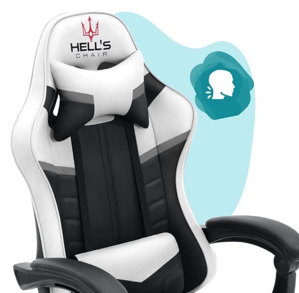 Scaun gaming pentru copii HC - 1004 alb-negru