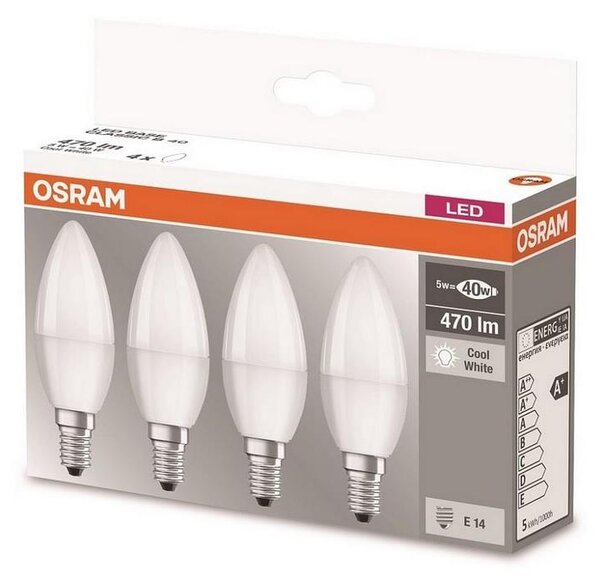 SET 4x bec LED E14/5W/230V 4000K Osram