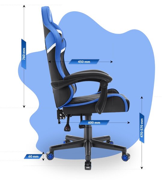 Scaun gaming pentru copii HC - 1004 negru și albastru