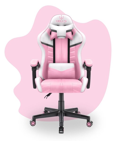 Scaun gaming pentru copii HC - 1004 alb și roz