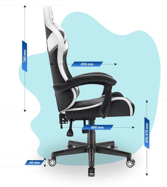 Scaun gaming pentru copii HC - 1004 alb-negru