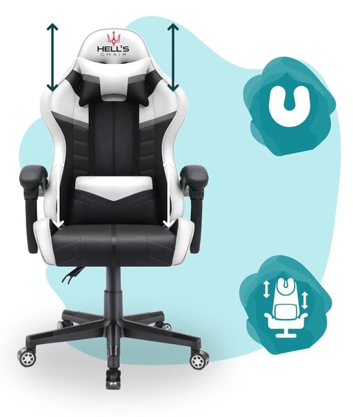 Scaun gaming pentru copii HC - 1004 alb-negru