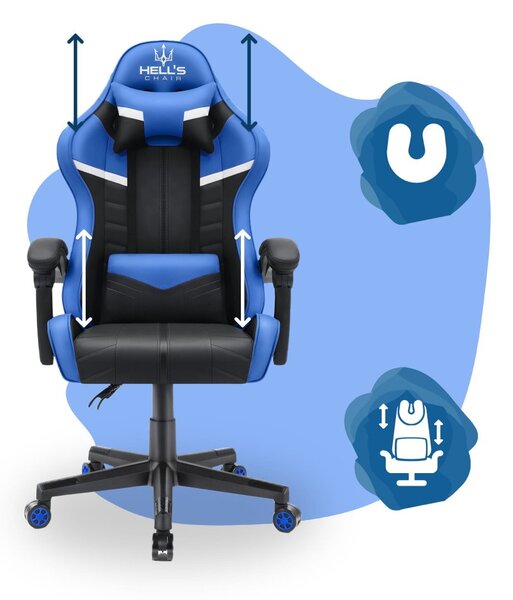 Scaun gaming pentru copii HC - 1004 negru și albastru