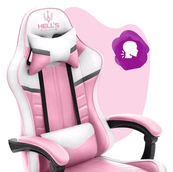 Scaun gaming pentru copii HC - 1004 alb și roz