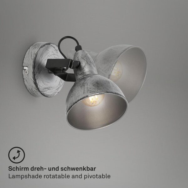 Spot de perete Briloner 2049-014 RETRO 1xE14/40W/230V gri
