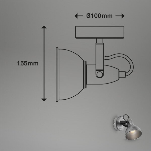 Spot de perete Briloner 2049-014 RETRO 1xE14/40W/230V gri