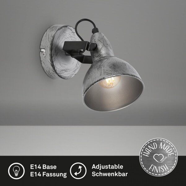 Spot de perete Briloner 2049-014 RETRO 1xE14/40W/230V gri