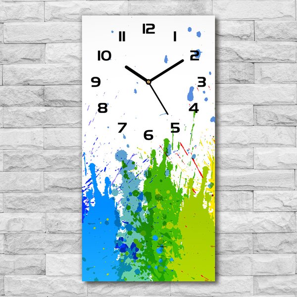 Ceas perete din sticlă dreptunghiular curcubeu abstract