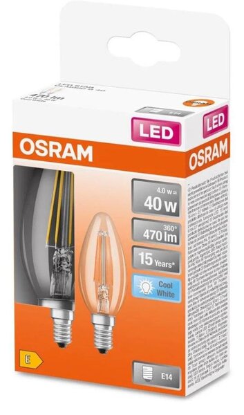 SET 2x bec LED Osram FILAMENT B35 E14/4W/230V 4000K